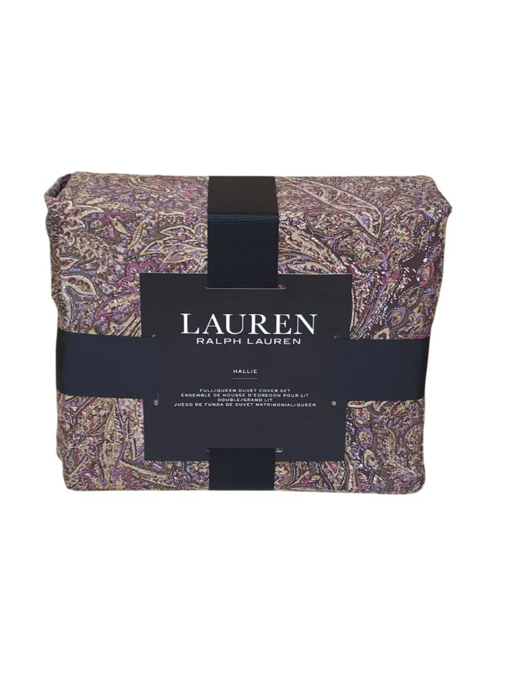 Ralph Lauren Hallie Full/Queen Duvet Cover Set Tan Burgundy Paisley 3pc NEW